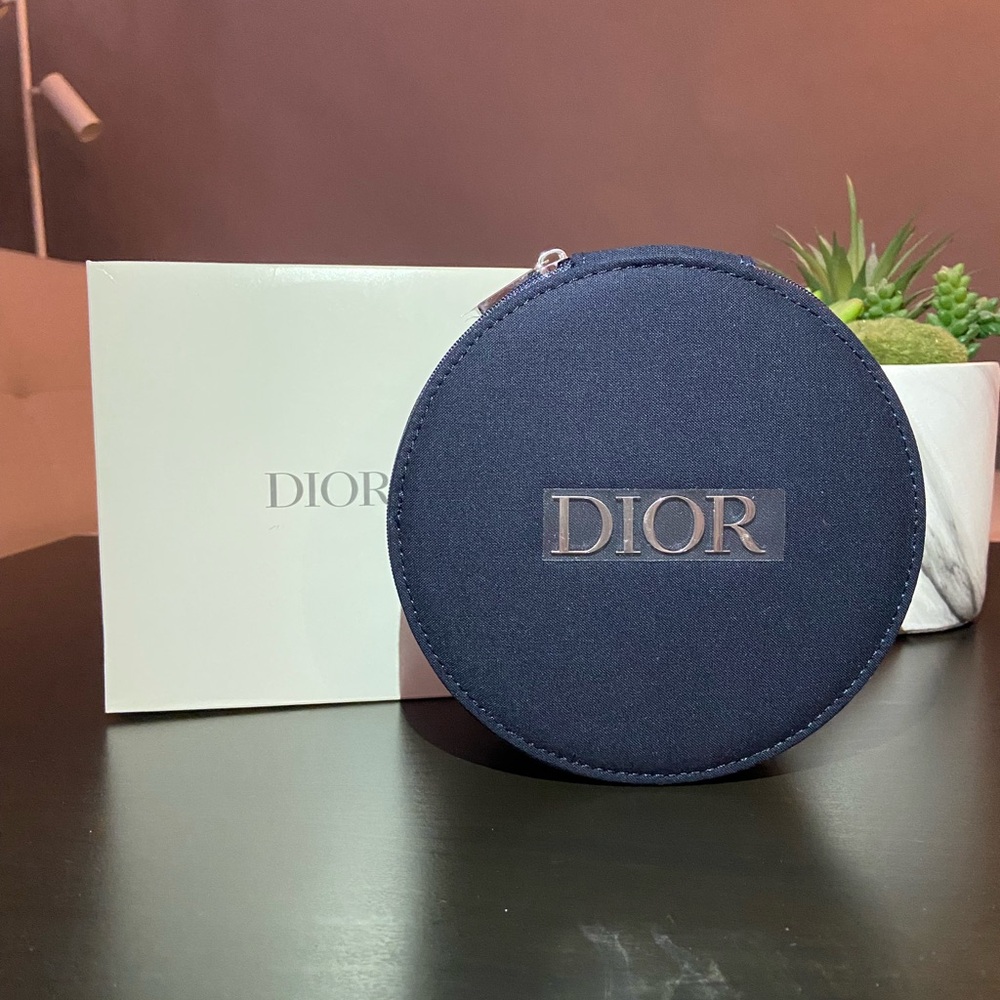 DIOR Beauty Vanity Case Round Makeup Bag With Mirror NEW!